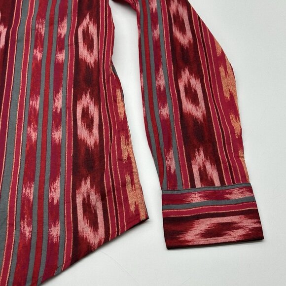 Lauren Ralph Lauren Size Small Red Geo Striped Cotton Voile Button Up Shirt NWT - Picture 9 of 13